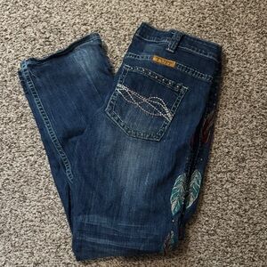 Cowgirl Tuff Dark Blue Boot Cut Jeans with Embroidery